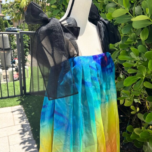 PASKAL Printed Rainbow Bubble Dress Gown Bow Straps S Pride - Picture 10 of 16